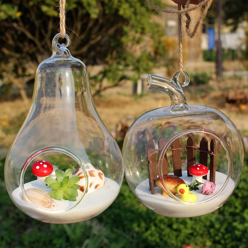 Bình Trang Trí Thủy Tinh Để Bàn , Treo, Phong Thủy Hình Quả Táo Hiện Đại Văn Phòng Kiểu Hàn Quốc