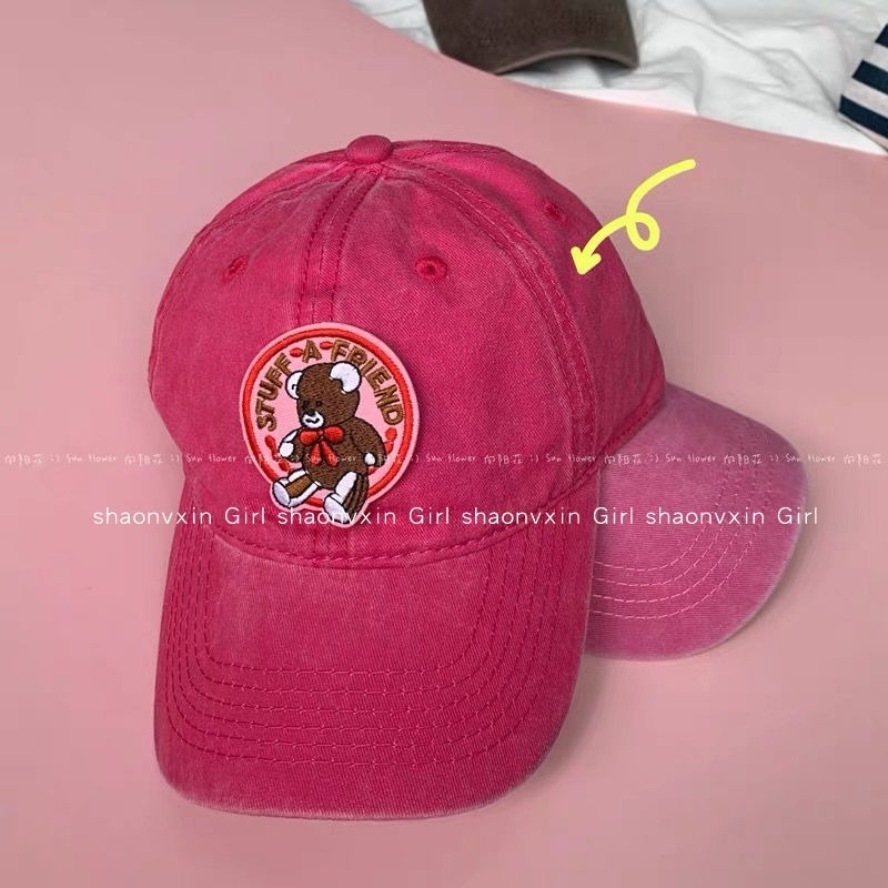 Mũ lưỡi trai họa tiết mặt gấu dễ thương có thể điều chỉnh kích cỡ