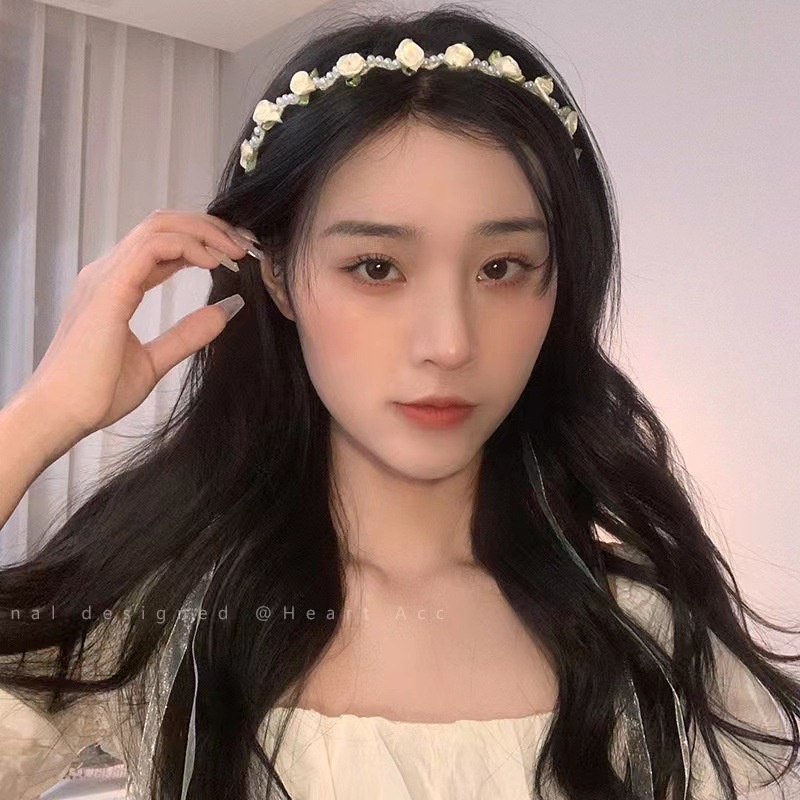 Băng Đô Cài Tóc Vải Satin Đính Ngọc Trai Và Hoa Phong Cách Mới Dành Cho Nữ 2022