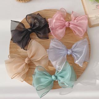 Kẹp Tóc Nơ Ba Chiều Màu Trơn Phong Cách Hàn Quốc Đơn Giản Cho Nữ