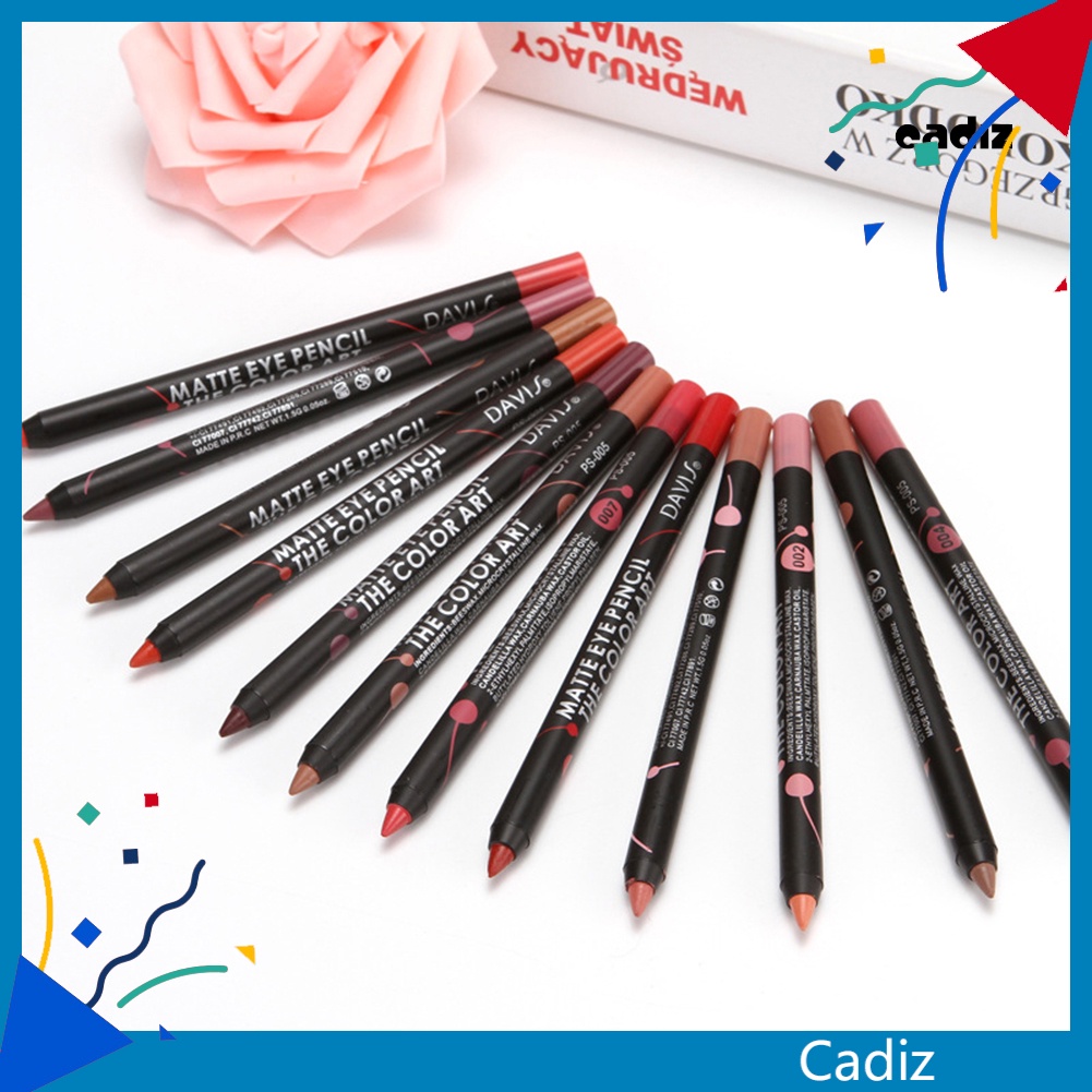 Bút Chì Kẻ Viền Môi 12 Màu Chống Thấm Nước Lâu Trôi Chất Lượng Cao