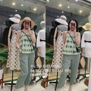 Set 2 dây chấm bi kèm quần cắt ống