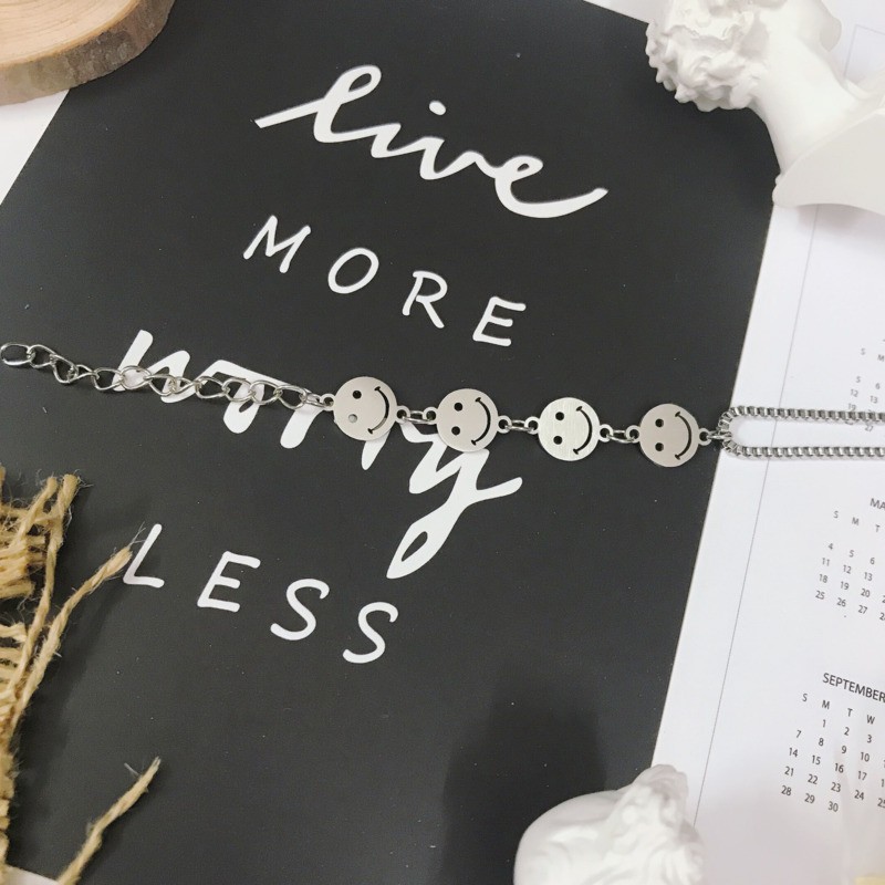 Vòng Tay Kim Loại Mặt Cười Phong Cách Hip Hop Cá Tính