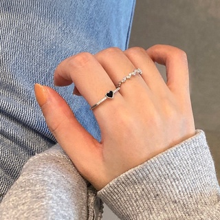 Nhẫn Đeo Tay Đính Đá Zircon Màu Đen Kiểu Dáng Sang Trọng Thời Trang Cho Nữ