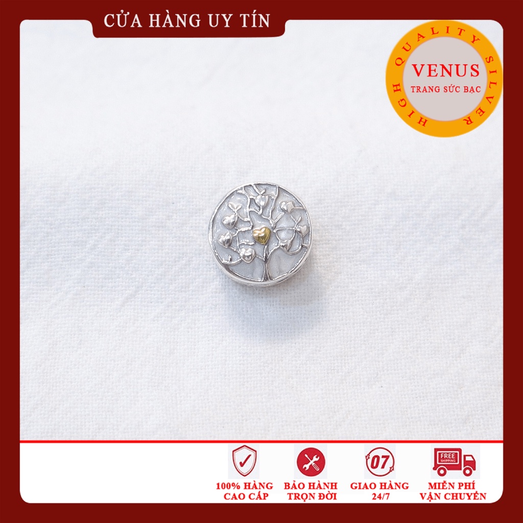 [Charm bạc 925 cao cấp] Charm trụ trắng hình cây in trái tim vàng- Mã sản phẩm VENUSTC