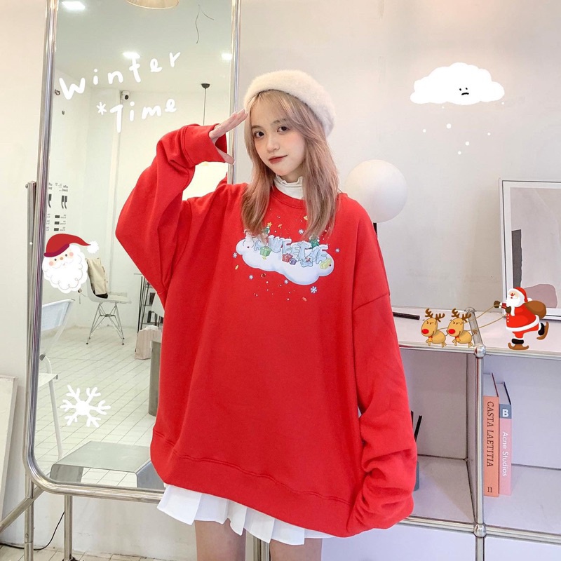 Áo Sweater “𝐒𝐧𝐨𝐰 𝐓𝐨𝐰𝐧” Nỉ Bông Ấm Áp