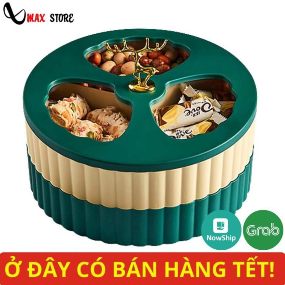 Khay mứt 2 tầng hình hươu vàng , hộp đựng bánh kẹo tết cao cấp