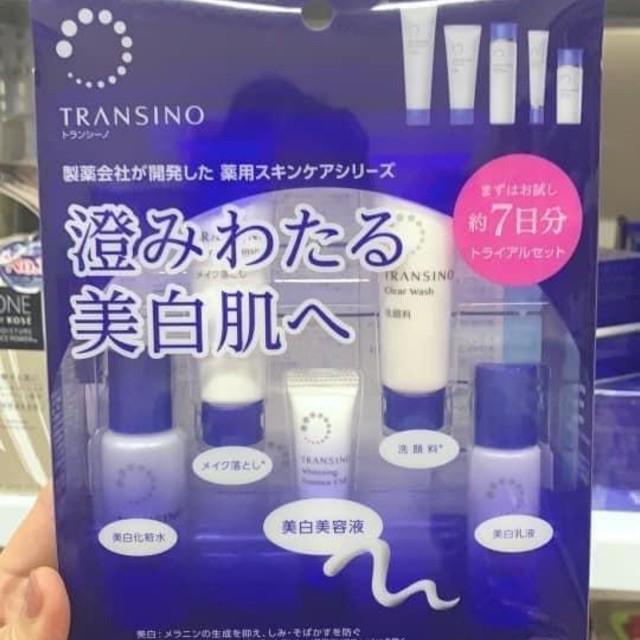 Set 5 mini ngừa nám transino (tẩy trang,sữa rửa mặt,Nước hoa hồng,serum nám, Sữa dưỡng Sau bước serum)Nhật Bản