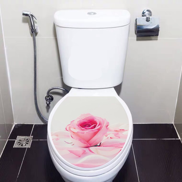 Miếng dán trang trí bồn cầu chất liệu decal không thấm nước