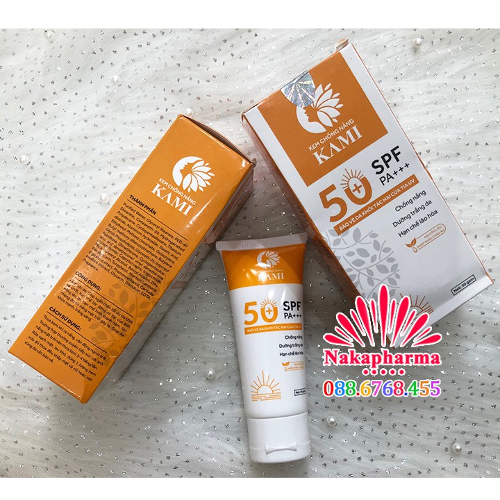 Kem chống nắng Kami SPF 50+ - Giúp bảo vệ da khỏi tác hại của tia cực tím UV, giảm nám da, sạm da do cháy nắng