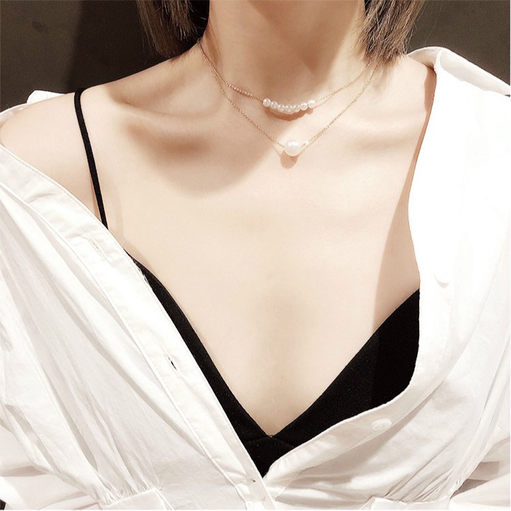 Vòng cổ choker đính hạt giả ngọc trai nhân tạo kiểu dáng đơn giản