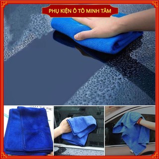 30x60cm Khăn lau xe ô tô xe hơi vải microfiber xanh siêu thấm hút
