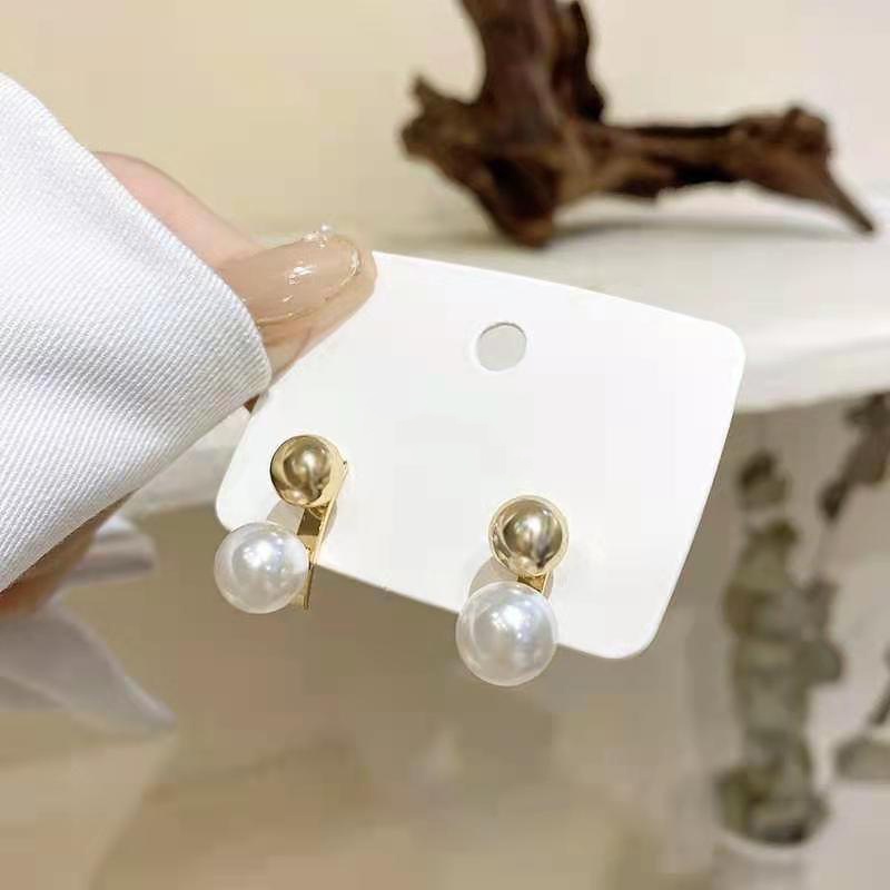 Khuyên tai ngọc trai giả mạ bạc 925 hình tròn thời trang cho nữ