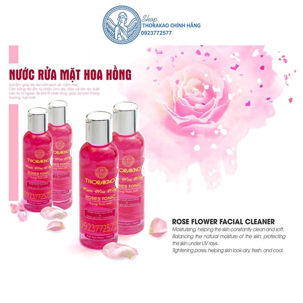 Nước Rửa Mặt Hoa Hồng Thorakao 150ml giúp sạch da, giữ ẩm