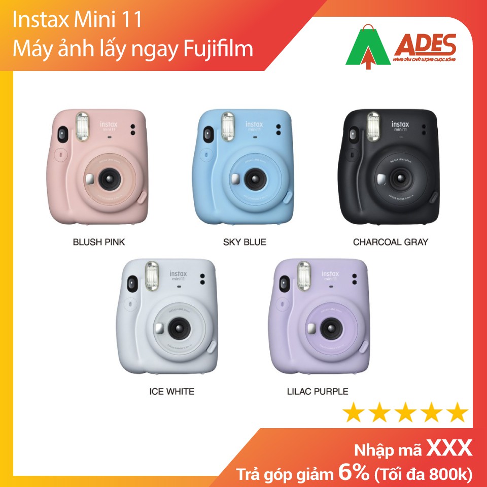 [Mã 154ELSALE2 giảm 7% đơn 300K] Instax Mini 11 - Máy ảnh lấy ngay Fujifilm - Chính hãng BH 1 năm - Tặng kèm 10 film