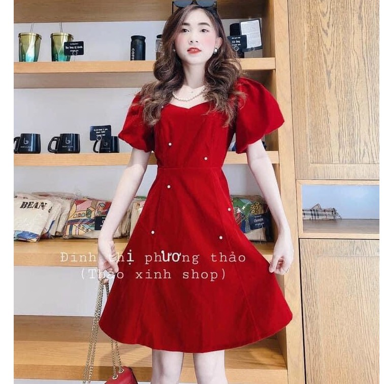 Gunkaymatter Đầm Tay Phồng Đính Cườm,Chất Liệu Umi,Màu Sắc Nhã Nhặn Thật Sự Phù Hợp Để Tới Công Sở, Đi Làm Hoặc Đi Chơi