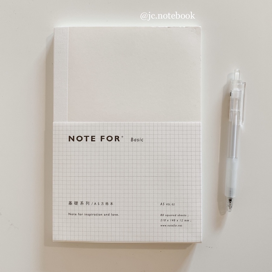 Sổ Tay Ghi Chép Note For Basic A5 Ruột Giấy Caro Grid Notebook - Sổ Grid Ô Vuông 100gsm - Sổ làm Bullet Journal