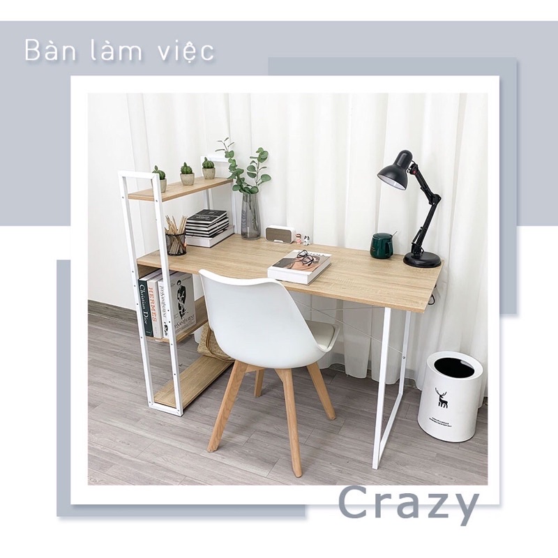 Bàn Làm Việc IGA - Khung Sắt Kết Hợp Kệ Sách GM12