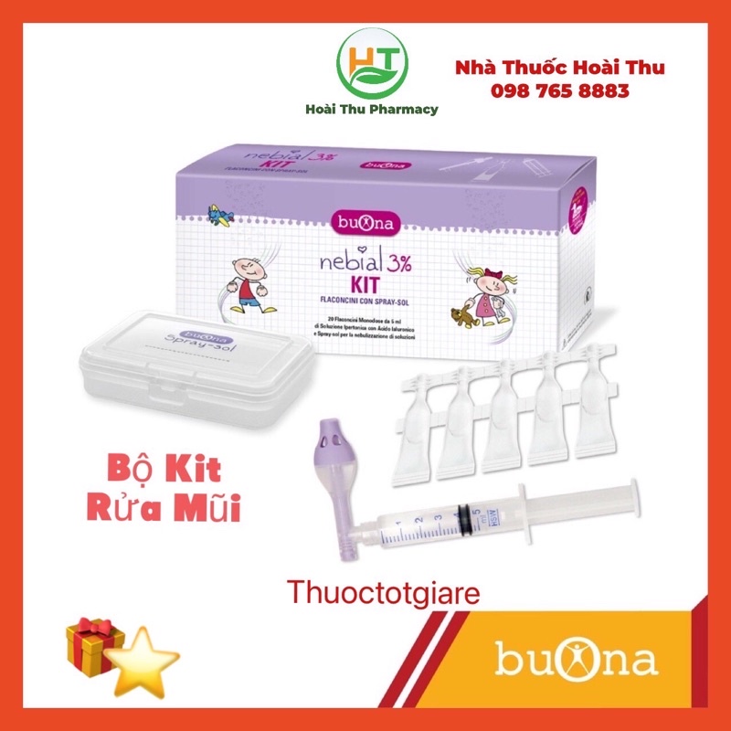 Nebial 3% Kit - Bộ thiết bị xịt xông mũi họng trẻ em