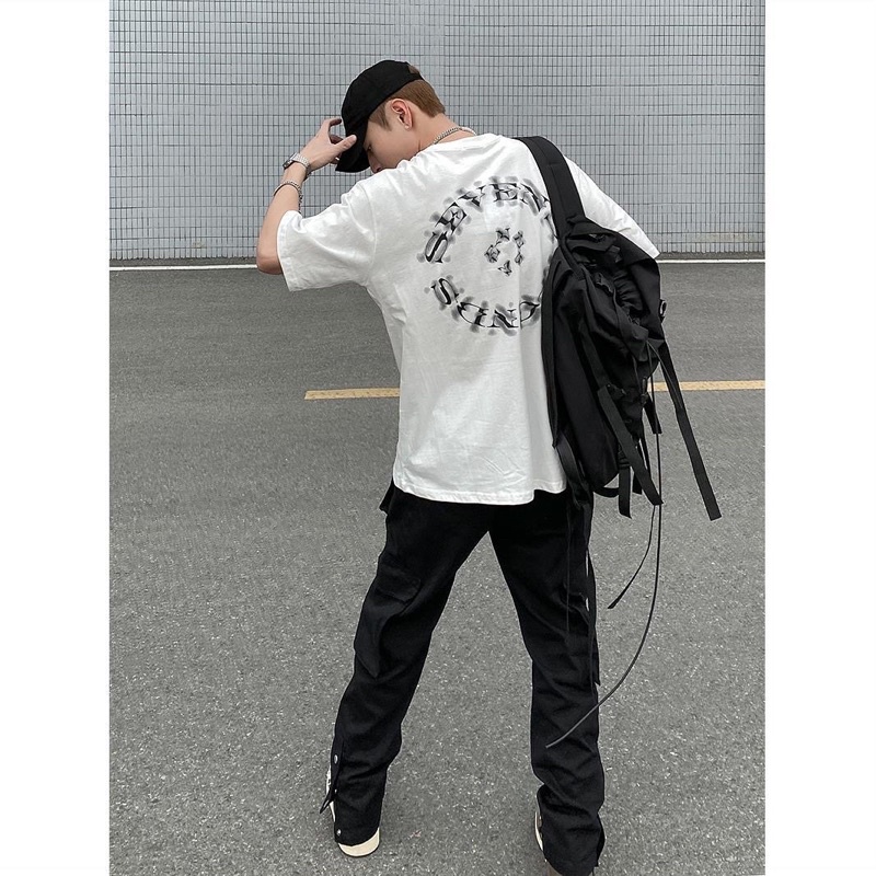 Cargo Pants - Quần Cargo Đen Bấm Nút Ống lưng chun unisex