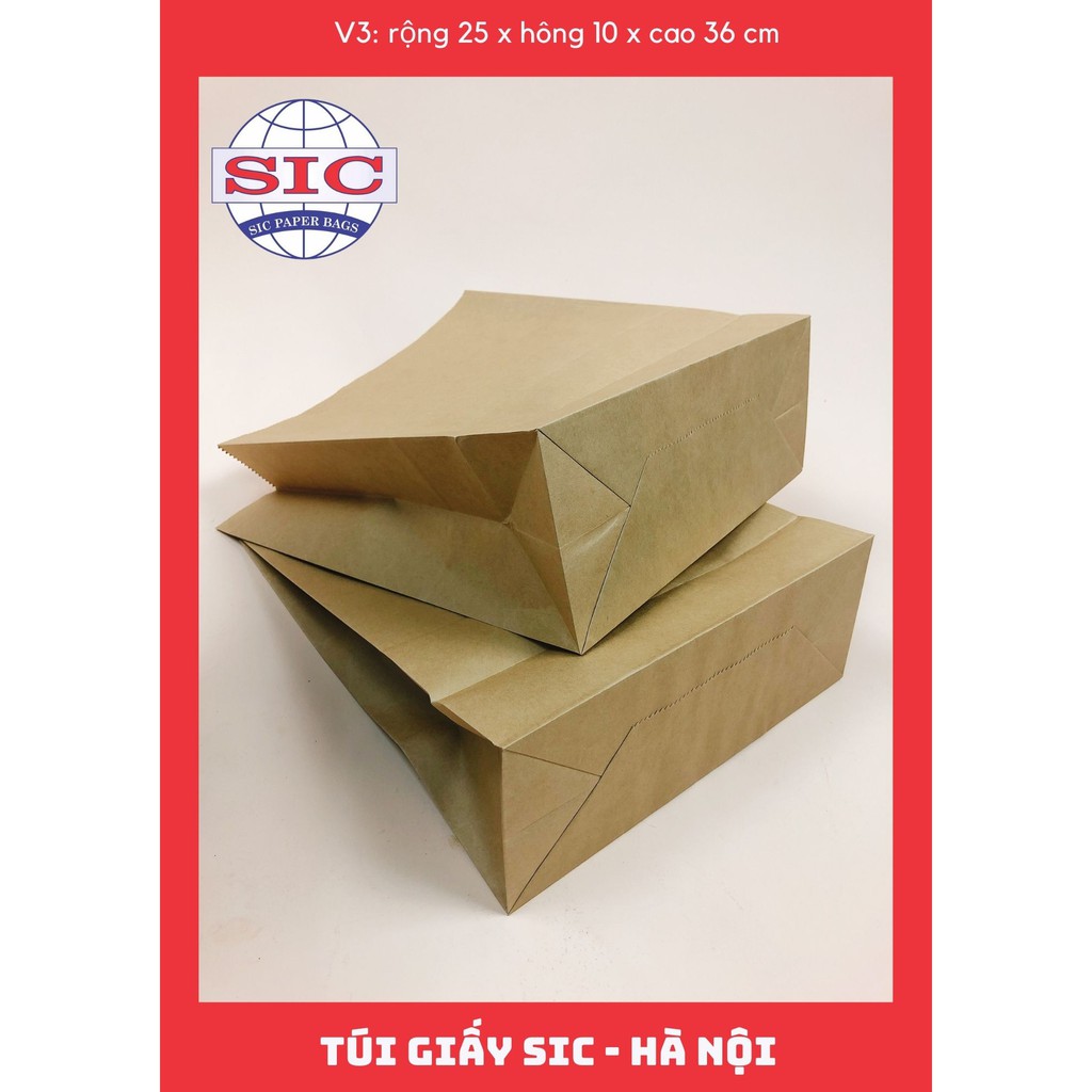 [SET 10 CHIẾC] TÚI GIẤY KRAFT V3: 25x10x30 KHÔNG QUAI ( ẢNH THẬT)