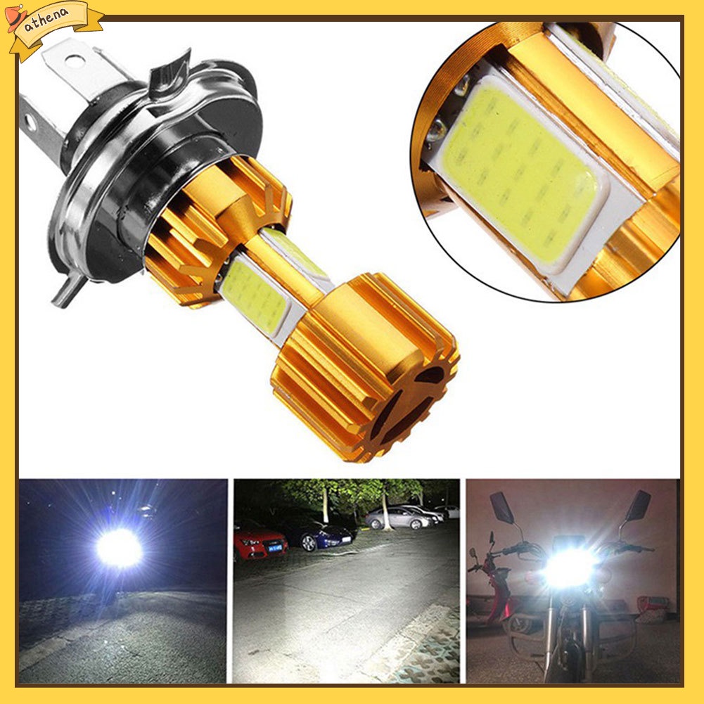 Bóng đèn pha siêu sáng At + H4 Led 3 Cob 12v 6000k thích hợp cho xe mô tô