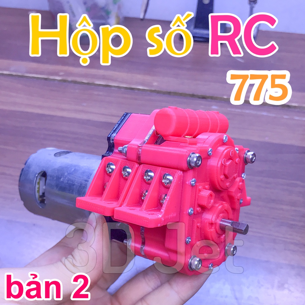 Hộp số giảm tốc motor 775 cho RC Phiên Bản 2 tầng bánh răng kim loại