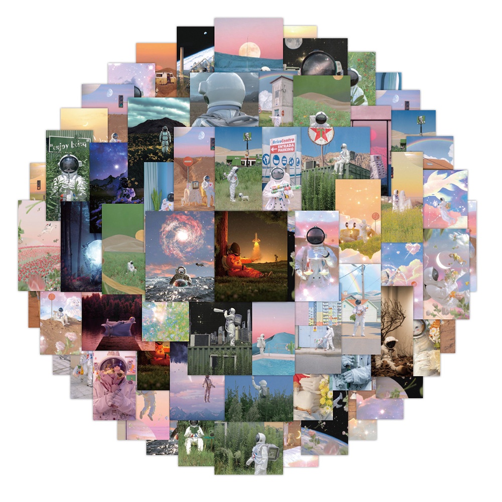 Bộ 120/60 Sticker Dán Hình Cô Gái Phi Hành Gia Trang Trí Ván Trượt, Xe Máy