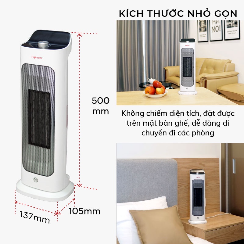 Máy sưởi gốm Nhật Bản Nhập Khẩu không khô da Fujihome, máy sưởi ấm điện không đốt oxy tiết kiệm điện tự ngắt không dầu