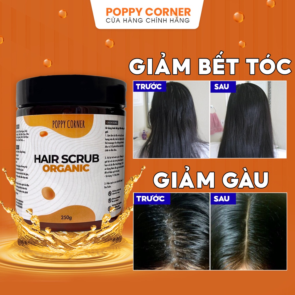 Tẩy tế bào chết da đầu muối tẩy tế bào chết cho tóc Hair Scrub giảm gàu giảm bết kiềm dầu nhờn sạch da đầu Poppy Corner