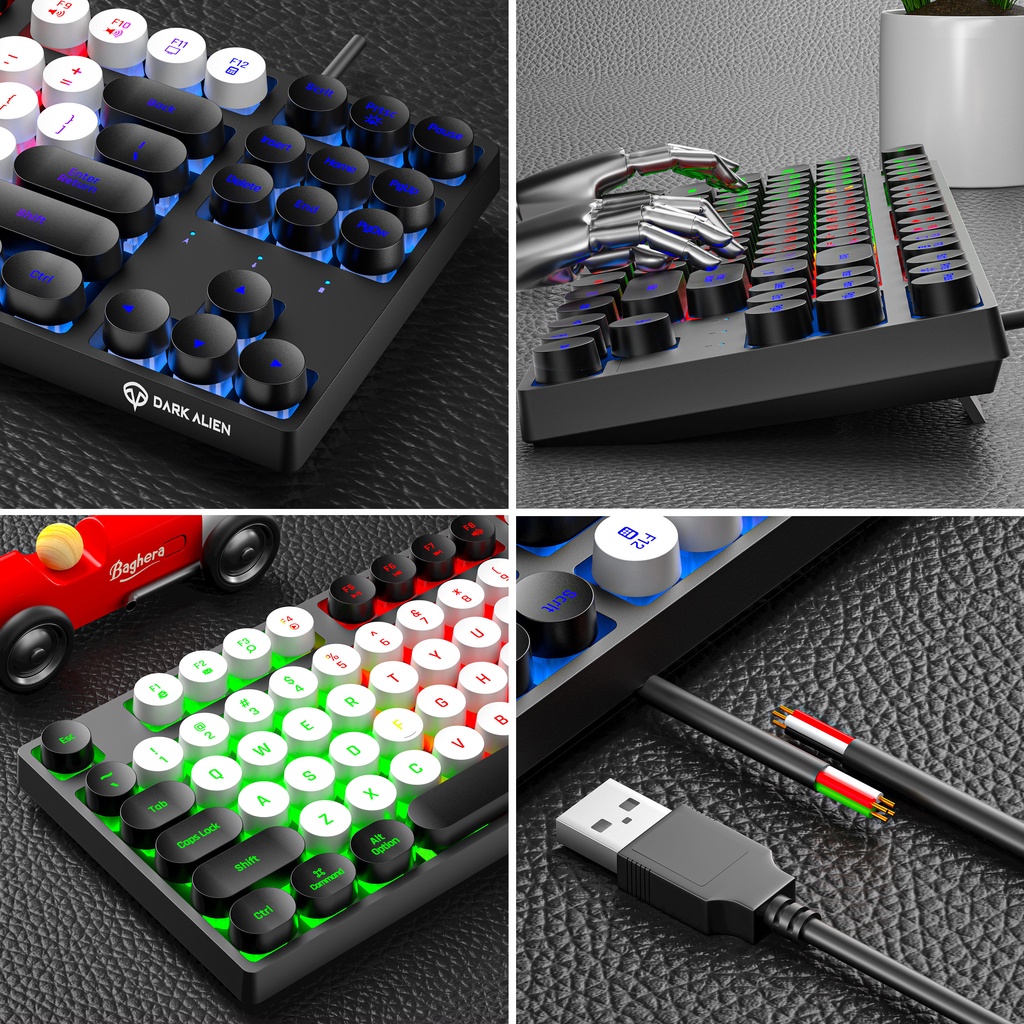 Bàn phím máy tính DK100 Hiệu ứng ánh sáng LED RGB Giao hàng 24 giờ Bàn phím cơ văn phòng laptop