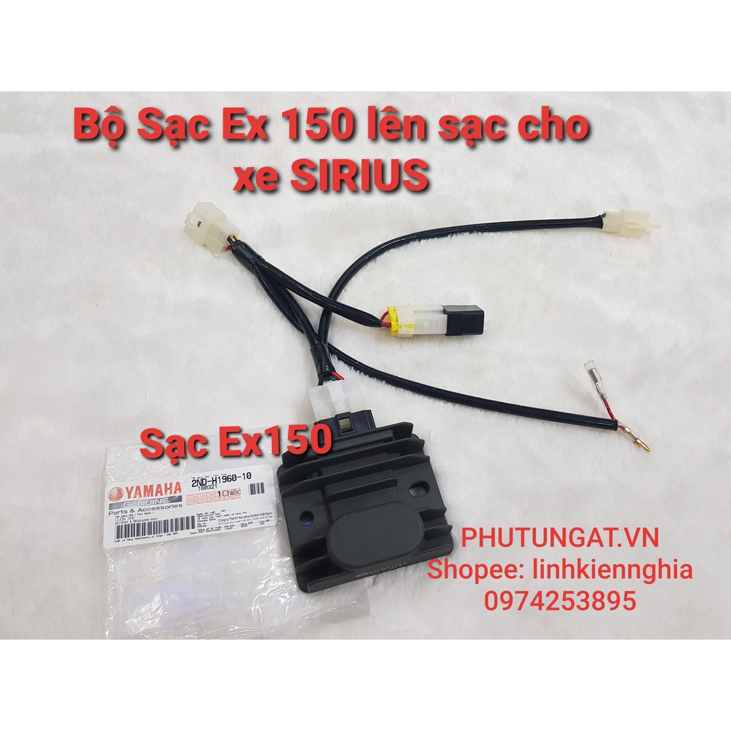 Dây Lên Sạc 150 Sạc HCE cho Xe SIRIUS kèm relay Nais chuyển điện bình cắm giắc như zin theo xe