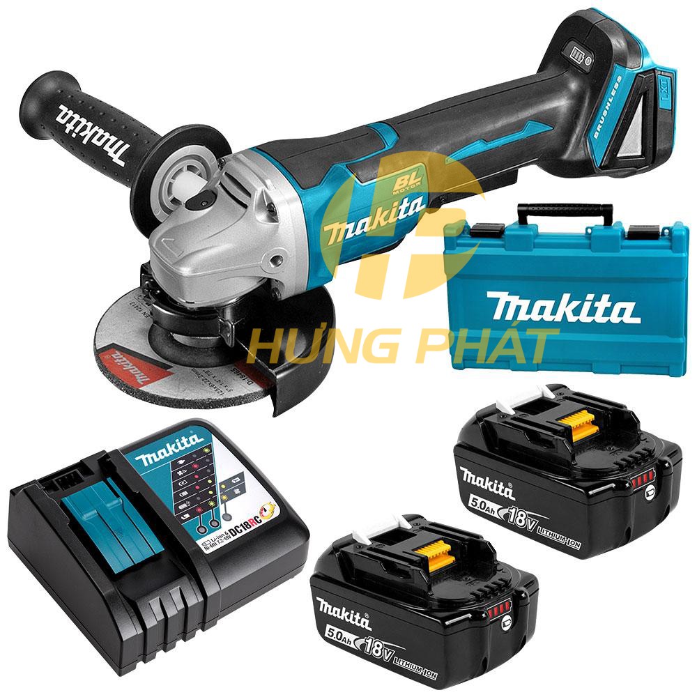 [Hàng chính hãng] Máy mài góc dùng pin Makita DGA508RTE 18V. Tặng kèm sạc nhanh + 2pin 5.0Ah