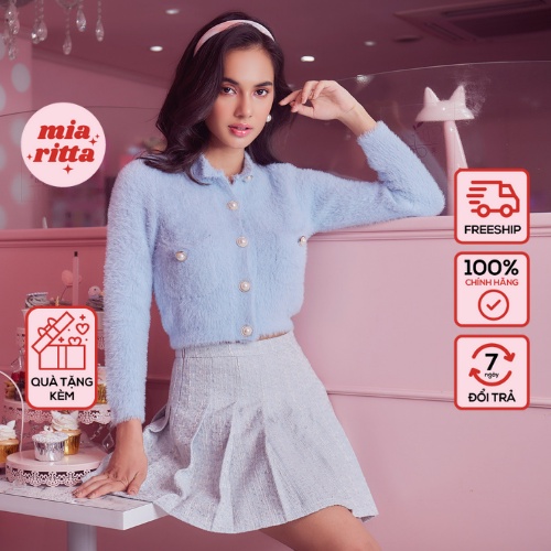 Áo cardigan len lông mịn dáng ngắn khuy ngọc túi ngực Mia Ritta A2015 | BigBuy360 - bigbuy360.vn