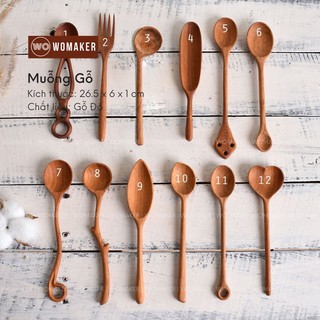Muỗng Gỗ Decor Trang Trí Chụp Ảnh Làm Bằng Gỗ Đỏ Tự Nhiên An Toàn Dụng Cụ Bếp Đa Năng Ăn Cơm Ăn Bánh Múc Trà Cafe