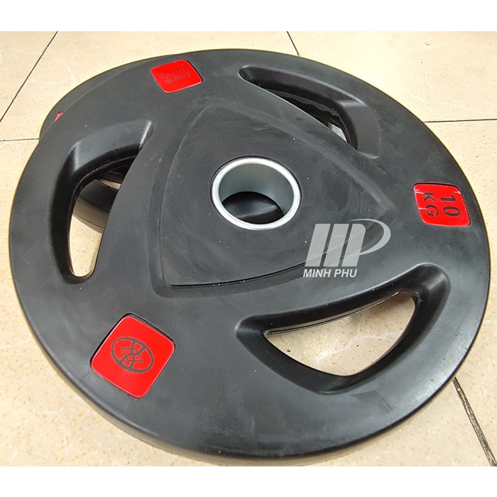 Tạ đĩa bọc cao su Goldnova 10kg ✅ Tạ bánh lỗ phi 50 chuyên dùng cho phòng tập