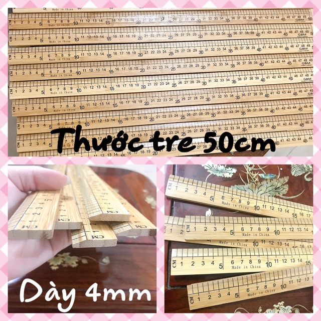 Thước tre dài 50cm dày 4mm loại tốt