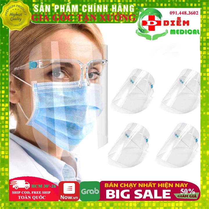 Kính Bảo Hộ Chống Giọt Bắn, Tấm Chắn Mặt Nạ Mũ Y Tế Đa Năng loại 1 nhựa PET trong suốt freesize hàng đẹp