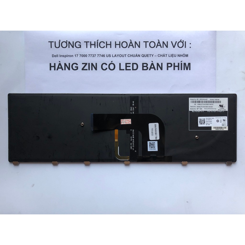 [Mã 267ELSALE hoàn 7% đơn 300K] Bàn Phím Laptop Dell Inspiron 17 7000 7737 7746 US LAYOUT Chuẩn Quety - Chất Liệu Nhôm