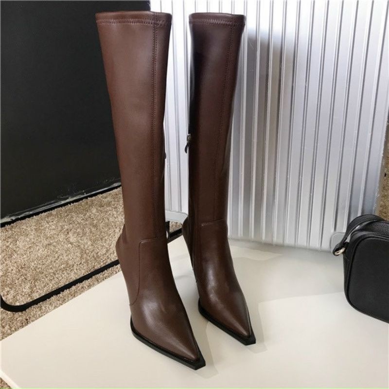 X(ẢNH THẬT) Boot Ống Cao Gót Nhọn 8p Da Mềm Êm Fullbox Cao Cấp