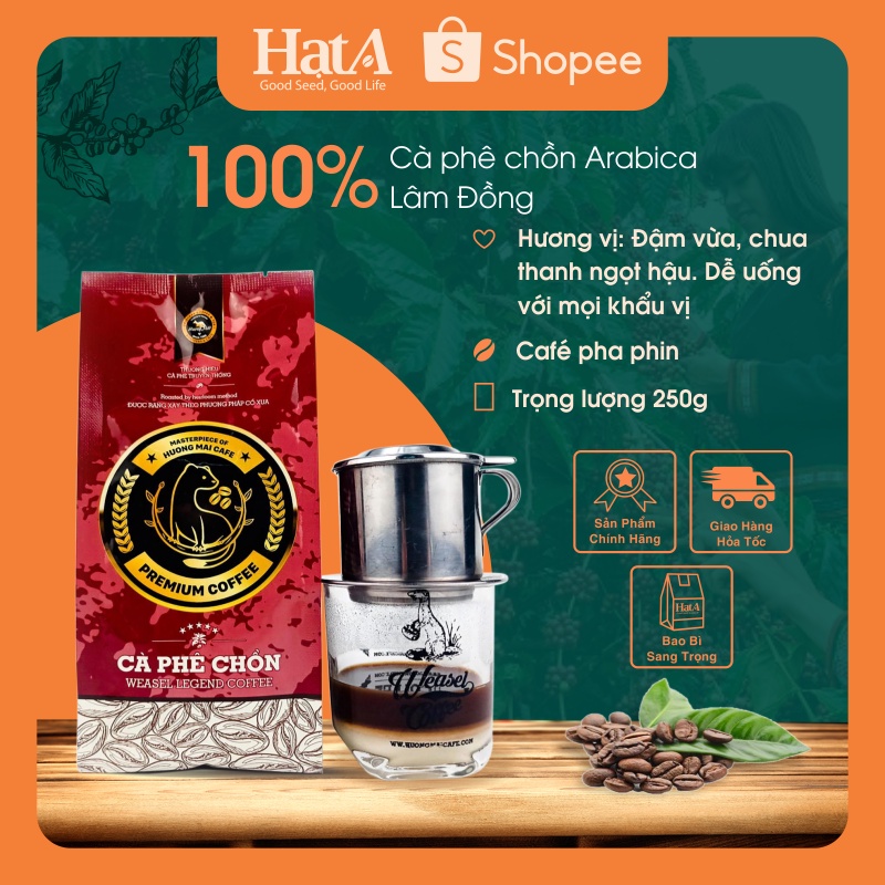 Cà phê chồn Hương Mai Cafe Weasel Legend Coffee 100% hạt Arabica nguyên chất 250gr