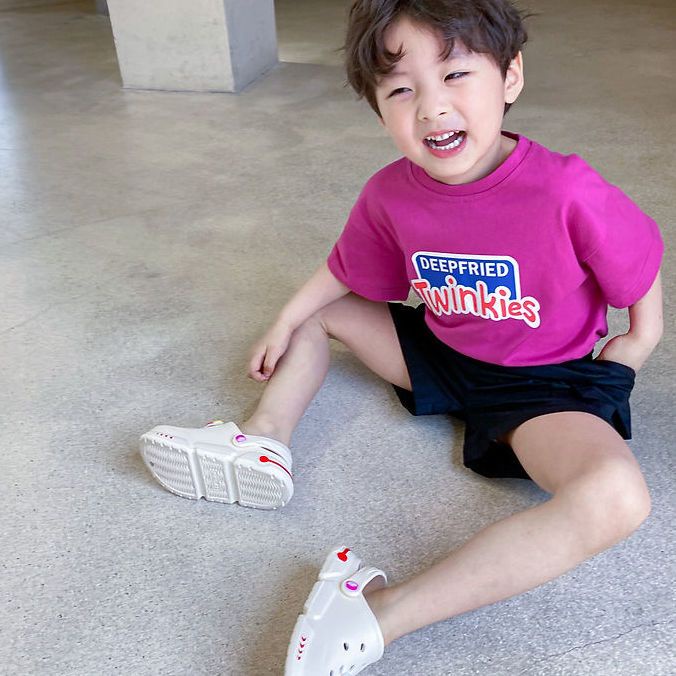 Áo Thun 100% Cotton Tay Ngắn In Chữ Phong Cách Hàn Quốc Dễ Phối Đồ Thời Trang Mùa Hè Cho Bé Trai