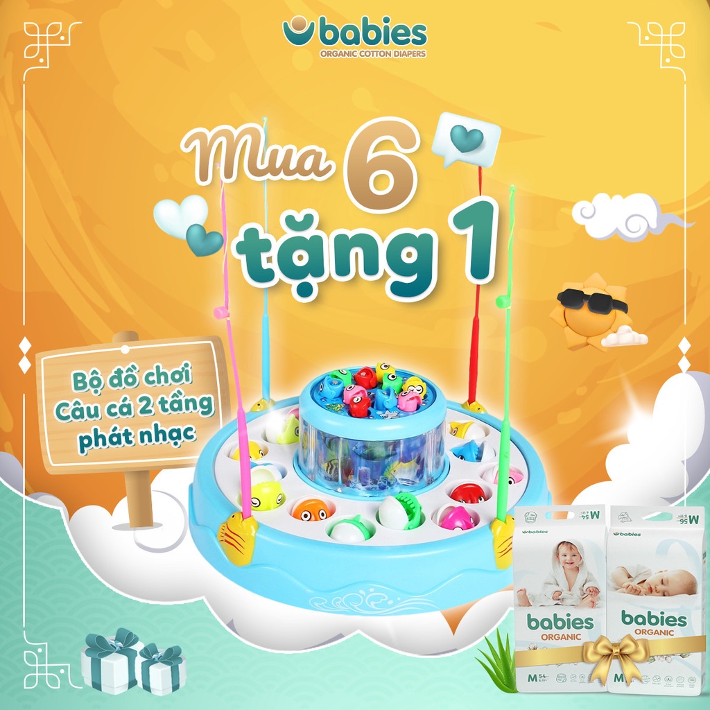 [MUA 6 BỊCH TẶNG 1 QUÀ] combo 6b Tã Bỉm BABIES ORGANIC an toàn cho bé [Dán S66/M56/L46] [Quần M54/L50/XL46/XXL40]