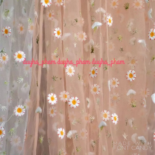 COMBO 6M VẢI THÊU HOA CÚC + LÁ