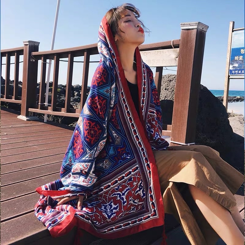 [Hàng đẹp] Khăn Boho Đi Biển Khổ To Dày Dặn Chống Nắng Hoạ Tiết Lạ Mắt