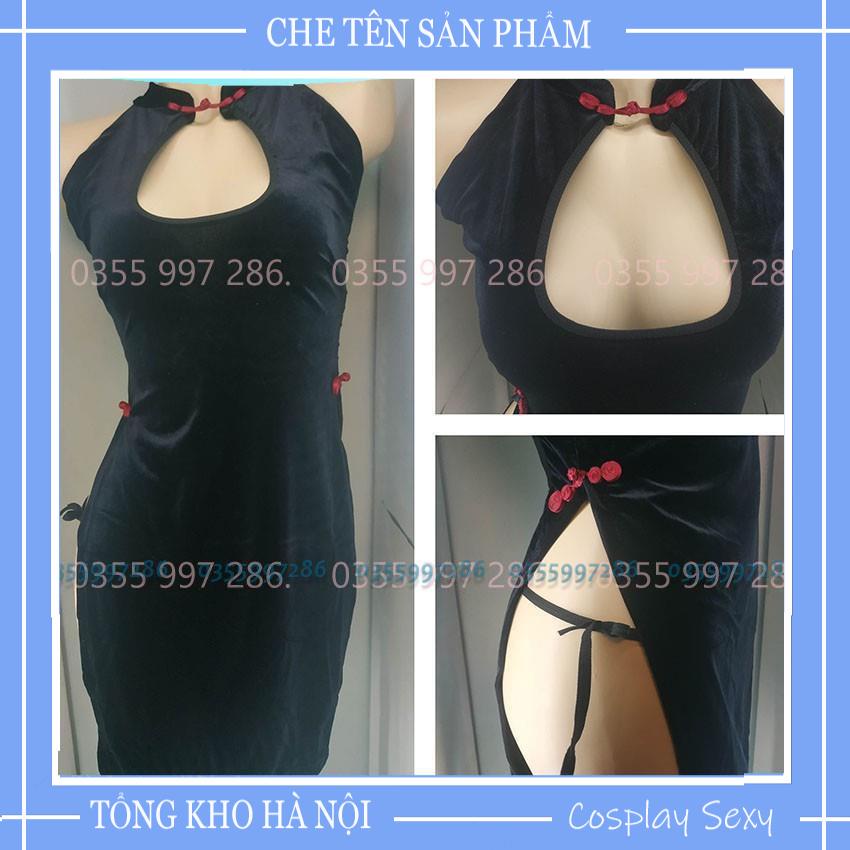 Bộ Đồ Ngủ Cosplay Cô Gái Thượng Hải. Váy Ngủ Sườn Xám Nhung Cao Cấp Hờ Lưng - Sexy Sleepwear Code: SXN1750 | BigBuy360 - bigbuy360.vn