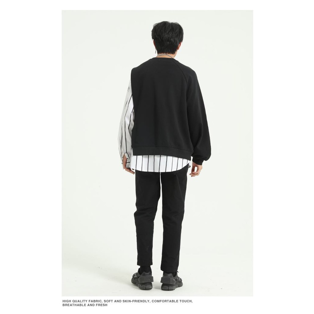 ÁO SƠ MI PHỐI THUN TAY DÀI THỜI TRANG MR SMILE 99 SHOP UNISEX | BigBuy360 - bigbuy360.vn