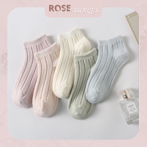 Tất nữ cổ ngắn màu trơn chất liệu mềm mại phong cách Ulzzang mã TN01