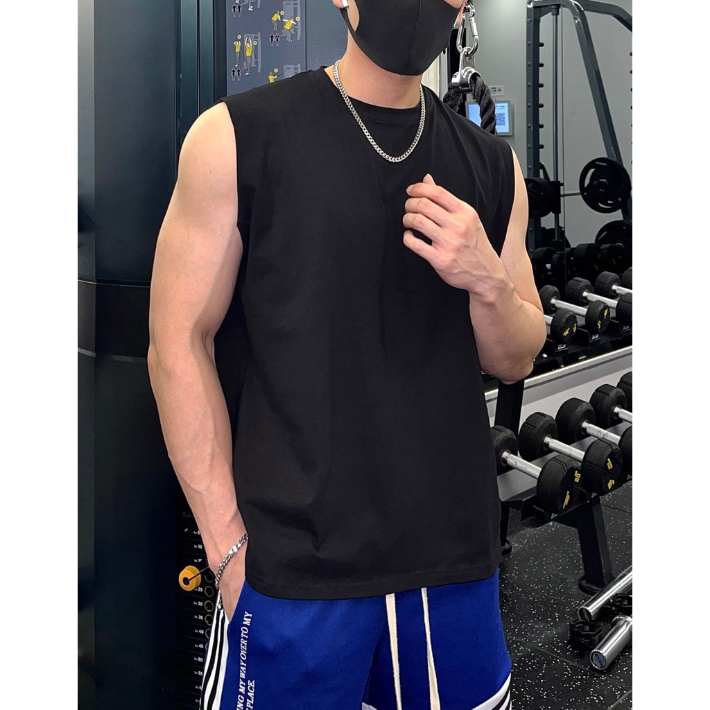 Áo Tanktop Nam Trơn Sát Nách Chất Cotton Nhập Khẩu Siêu Hot Cotton 4 Chiều Co Dãn Đàn Hồi Thoải Mái