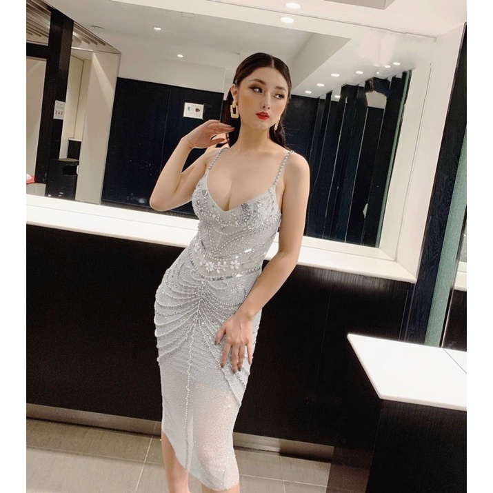 MS1285y ĐẦM KIM TUYẾN 2 DÂY KẾT PHA LÊ  S, M, L,XL